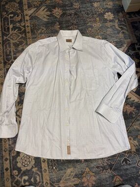 Men's Light Blue Micro-Check Dress Shirt — Button-Front Collar